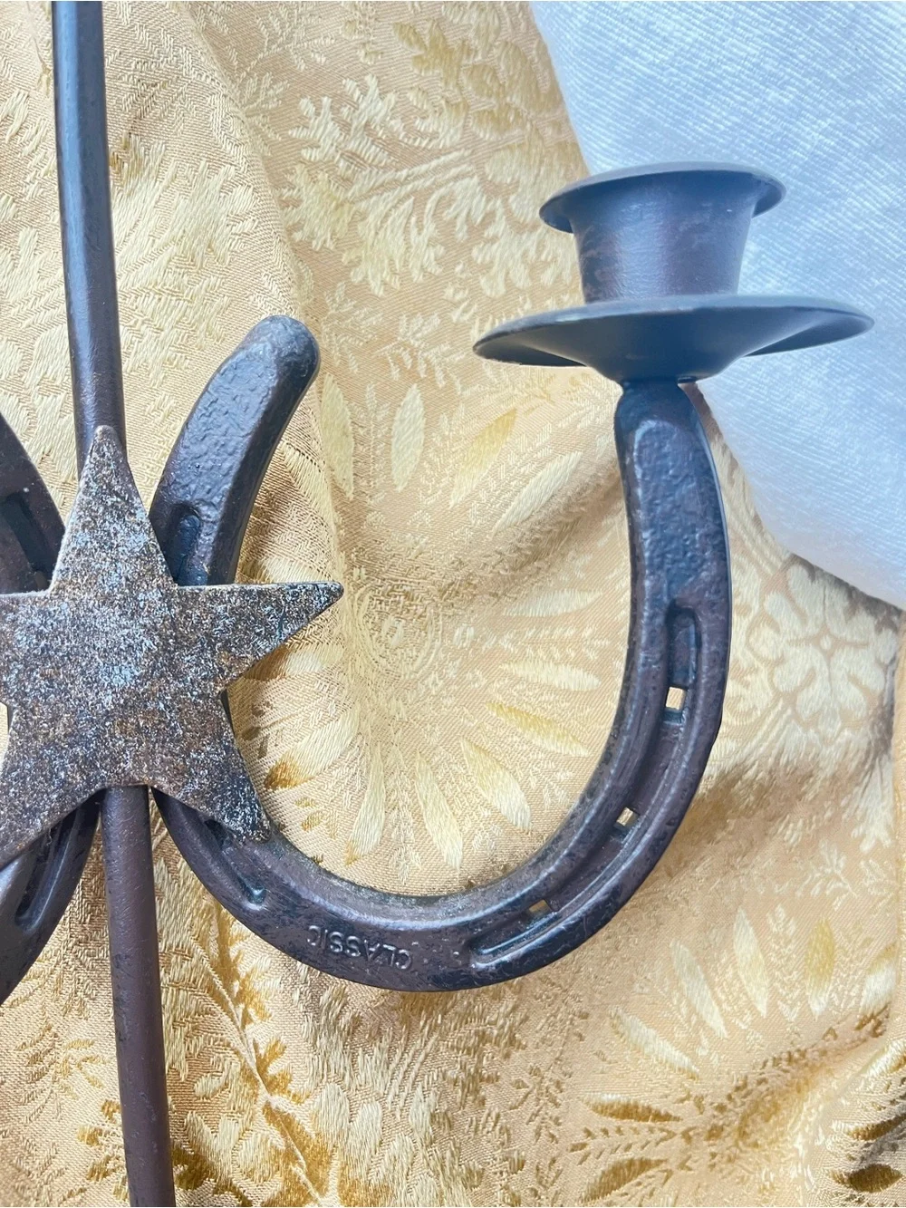 Vintage Rustic Iron Arrow & Horseshoe Wall Sconce Candle Holder
